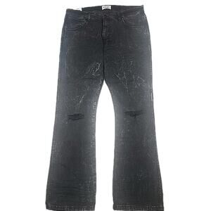 Wrangler Men's Bootcut Shadow Black Distressed Jeans Stretch Size 34x30